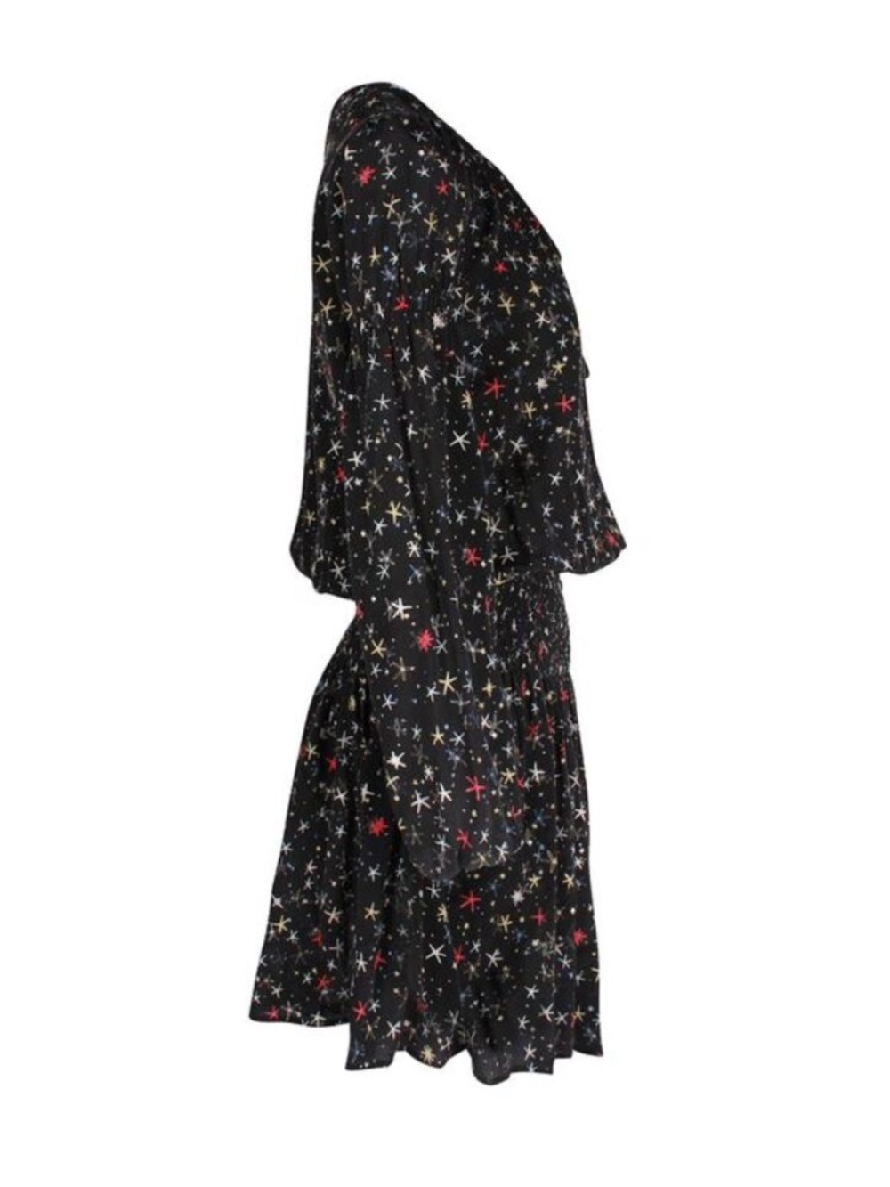 Anine Bing Martha Silk Star Printed Dress Black Small - Picture 3 of 11